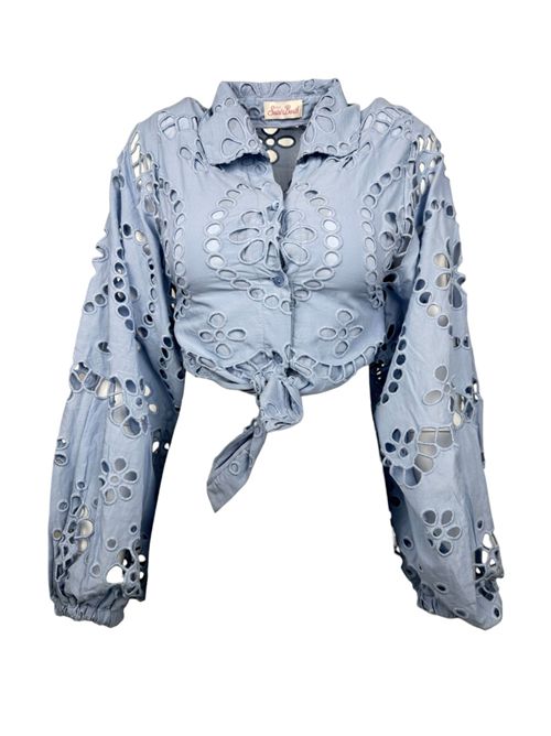 camicia donna cropped sangallo azzurra MC2 Saint Barth | FEBE-COTTON SANGALLO EMBRY36